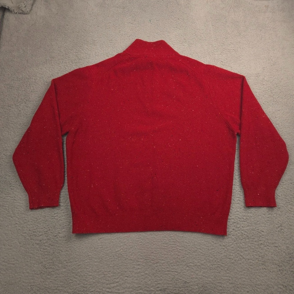 Jos A Bank Men XL Red Lambswool Quarter Zip Sweater Pullover Speckled Knit - Picture 8 of 9